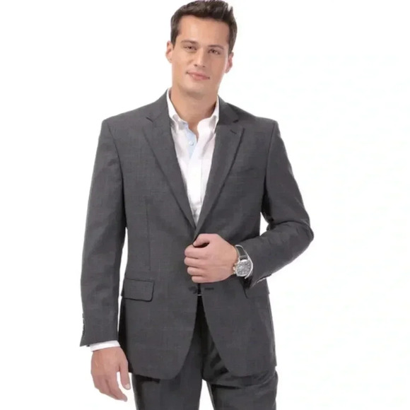 Nautica Wool Houndstooth Gray Two Button Double Vented Blazer Jacket Mens 42S - Picture 1 of 12